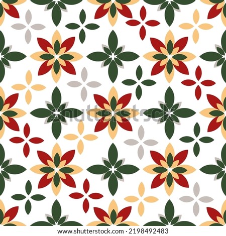 Seamless Christmas pattern with poinsettia flowers.Perfect for printing on paper and fabric. Royalty-Free Stock Photo #2198492483