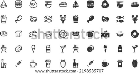Food icon set isolated on white background