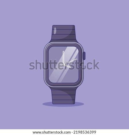 Wristwatch Vector Icon Illustration with Outline for Design Element, Clip Art, Web, Landing page, Sticker, Banner. Flat Cartoon Style