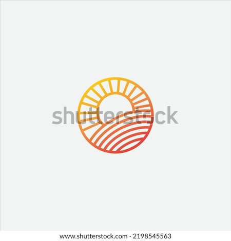 line art sun logo vector template