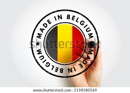 Made in Belgium text emblem badge, concept background