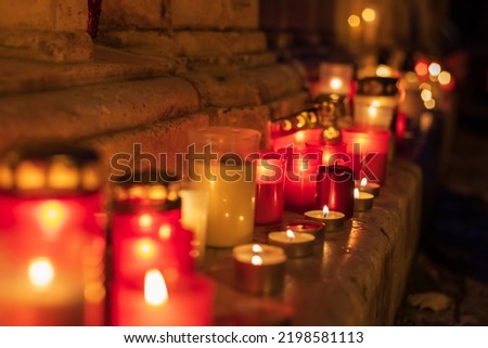 A place of worship where candles are lit. Royalty-Free Stock Photo #2198581113