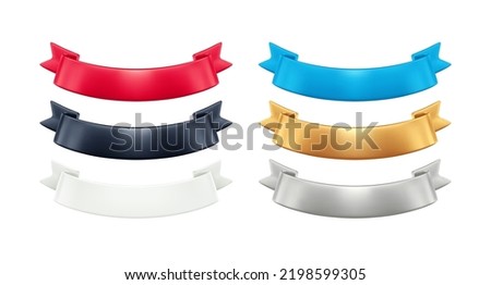 3d Banner Ribbon Sales. Multicolored realistic banner ribbon. Red blue black, white gold silver Color. Vector illustration EPS10 Royalty-Free Stock Photo #2198599305