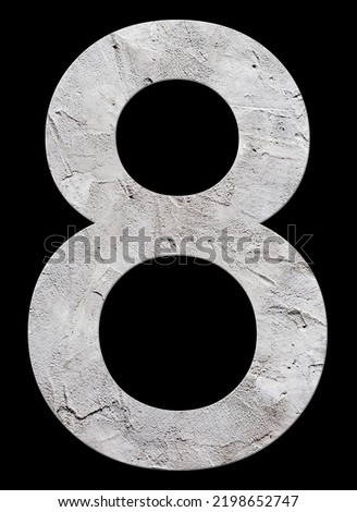 Number 8 with concrete texture, on black background