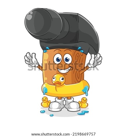 the hammer with duck buoy cartoon. cartoon mascot vector