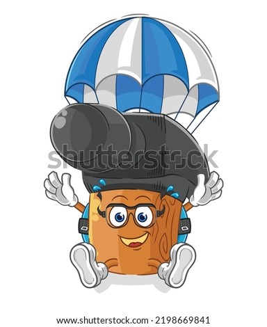 the hammer skydiving character. cartoon mascot vector