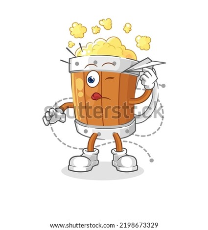 the beer mug with paper plane character. cartoon mascot vector