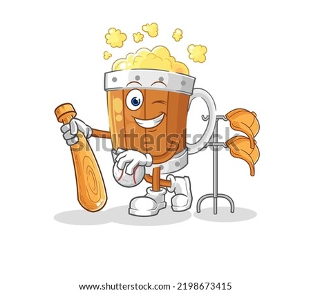the beer mug playing baseball mascot. cartoon vector