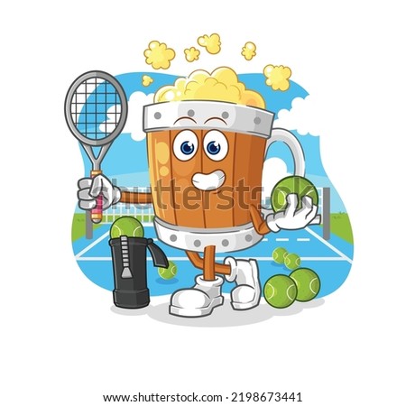 the beer mug plays tennis illustration. character vector