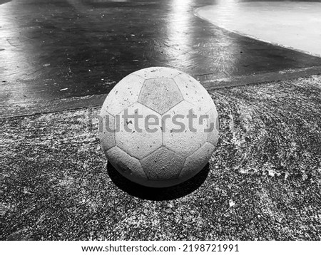 Old football on the futsal field wold cup is a black and white picture