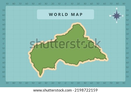Central Africa Republic Map - World Map International vector template High detailed with green and cream color isolated on blue background including Compass Rose icon - Vector illustration eps 10