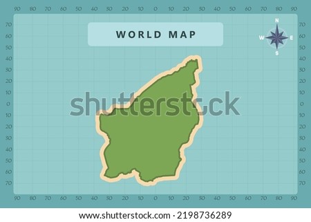 San Marino Map - World Map International vector template High detailed with green and cream color isolated on blue background including Compass Rose icon - Vector illustration eps 10