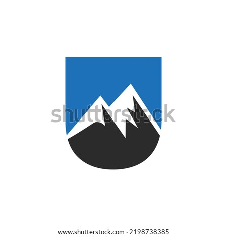 Letter U Mount Logo Vector Sign. Mountain Nature Landscape Logo Combine With Hill Icon and Template