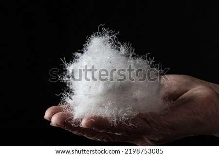 Hand holding white goose down material Royalty-Free Stock Photo #2198753085