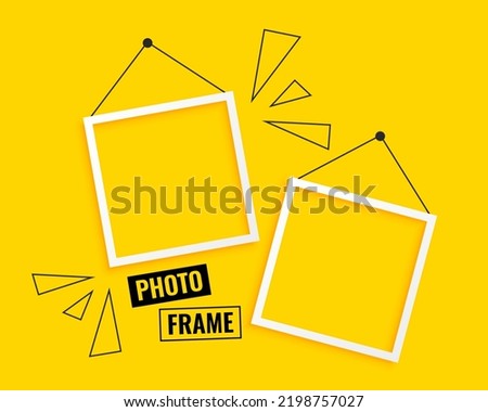 yellow photo frames background design Photo frame with adhesive tape of different colors and paper clip. Vector EPS10