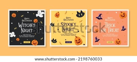 Playful Flat Halloween social media Post template set