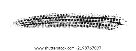 Auto tire tread grunge element. Car and motorcycle tire pattern, wheel tyre tread track. Black tyre print. Vector illustration isolated on white background. Royalty-Free Stock Photo #2198767097