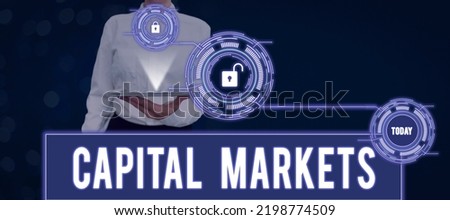 Conceptual caption Capital MarketsAllow businesses to raise funds by providing market security. Conceptual photo Allow businesses to raise funds by providing market security