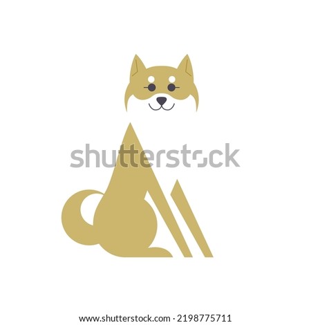 Japanese dog, Shiba Inu, flat vector illustration.