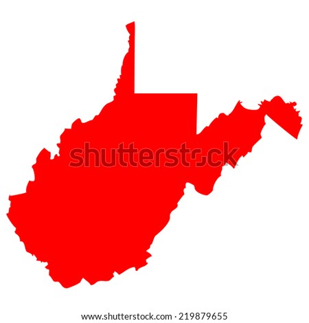 High detailed red vector map - West Virginia 