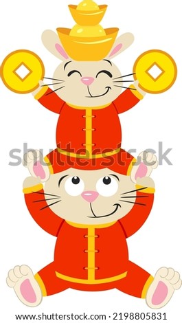 Cute happy chinese zodiac rabbits

