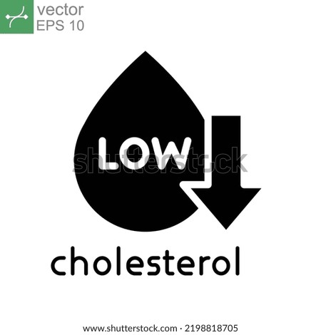 Low cholesterol icon. Symptoms of Metabolic Syndrome. Low HDL-Cholesterol. heart care cardiology sign. Solid style. Vector illustration. Design on white background. EPS 10 Royalty-Free Stock Photo #2198818705