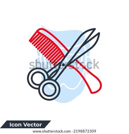 scissor and comb icon logo vector illustration. Comb and scissors symbol template for graphic and web design collection