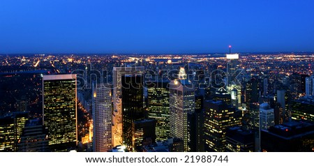Panoramic view over New York at twilight