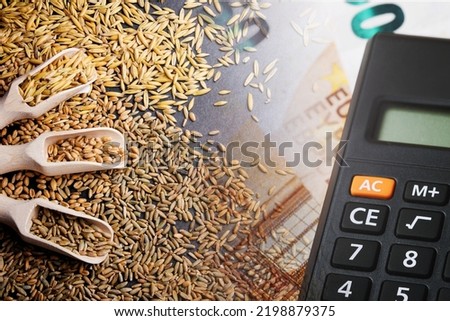 Oat price background. Upcoming food crisis. Wheat price raising. Food cost symbolic background. Agriculture industry grow. High price of grain. Stock food market business. Cereal grain texture.