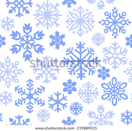 Snowflakes seamless pattern, cartoon style vector illustration.