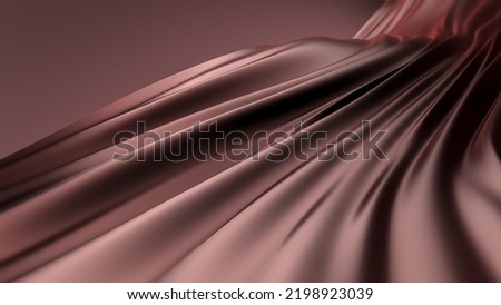 Hypnotic Technological Abstract Concept: Digital Sea of Rose Gold Satin Metal Moving in Gentle Waves. Futuristic Visualization of Technology, Stylish Fluid Fabric like Material. VFX 3D Graphics. Royalty-Free Stock Photo #2198923039