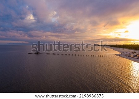 The Biloxi, Mississippi waterfront at sunset