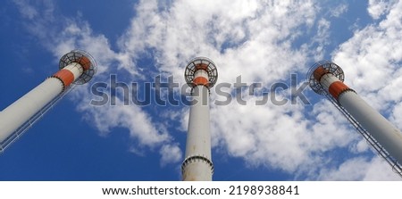 chimneys at the heating plant Royalty-Free Stock Photo #2198938841