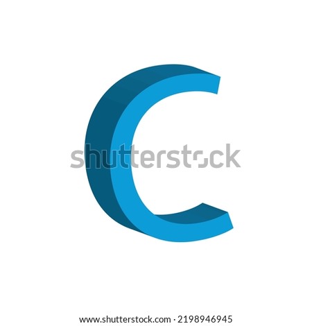 3D alphabet C in sky blue colour. Big letter C. Isolated on white background. clip art illustration vector