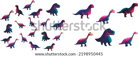 Pattern of bright dinosaurs. dinosaurs in cartoon style. isolated. monsters, dinosaurs, velociraptor. stegosaurus, t-rex