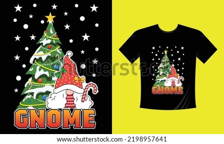 gnome Christmas t shirt design free vector svg design template 