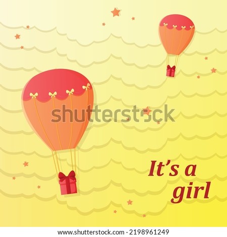 The banner It's a girl. Baby shower. Vector illustration
