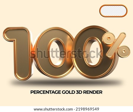 3D render 100% percentage number gold style for discount, sale discount, work progress, percent Royalty-Free Stock Photo #2198969549