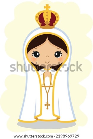 Illustration of the virgin of fatima, our lady of fatima, virgin mary, for children, beautiful Royalty-Free Stock Photo #2198969729