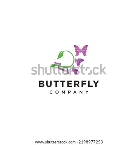 vector in the form of a butterfly metamorphosis process in a leaf . Can be used for brands, logos, or tattoos for various companies