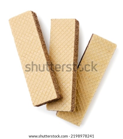Three wafers close-up on a white background. Top view Royalty-Free Stock Photo #2198978241