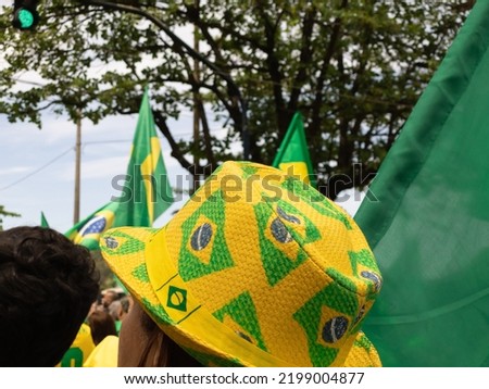 Flag of Brazil during Brazil's Independence Day demonstration.