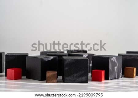 Abstract construction from colorful wooden blocks	