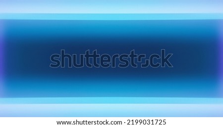 Neon light background. Fluorescent frame. Breaking news. Defocused blue color gradient radiance modern abstract copy space wallpaper for text. Royalty-Free Stock Photo #2199031725