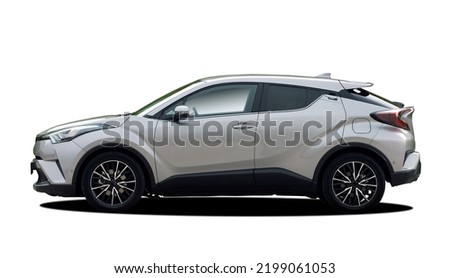 Elegant SUV standing on a white background, side view Royalty-Free Stock Photo #2199061053