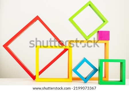 Abstract background with colorful wooden squares