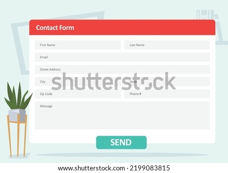 Contact Form with Fields and Send Button Royalty-Free Stock Photo #2199083815
