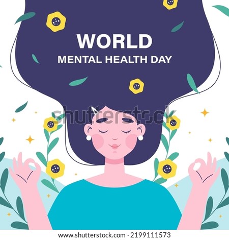 World mental health day illustration Royalty-Free Stock Photo #2199111573