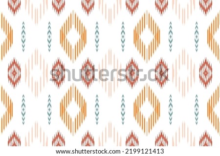 Ethnic pattern ikat background tribal aztec vector oriental traditional design for background. Ikat is produced in many traditional textile centres around the world, including India to Central Asia,  Royalty-Free Stock Photo #2199121413