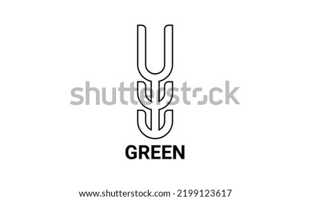 u logo with cactus shape. vector illustration